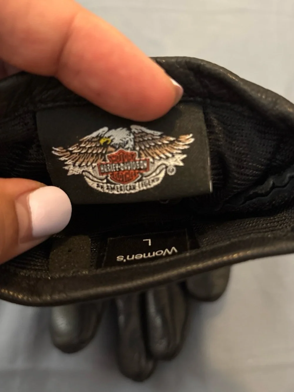 Harley-Davidson Black Leather Riding Gloves with Orange Logo